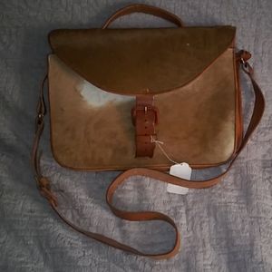 Cowhide fur and leather Mail bag